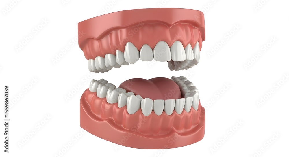 Fototapeta premium Full set of dentures on white background