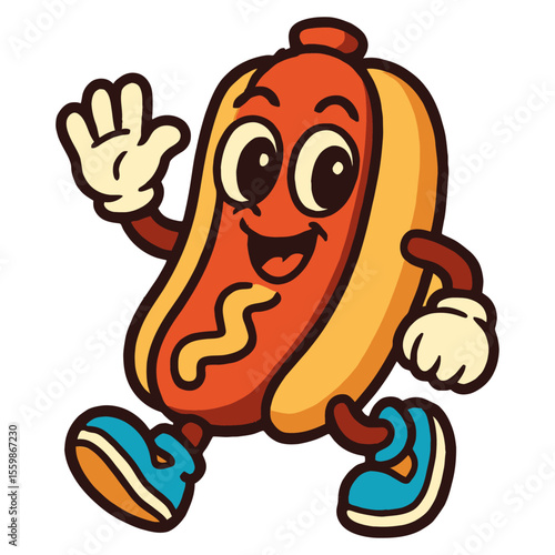 friendly hot dog cartoon character