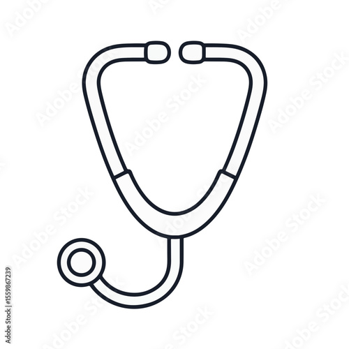Minimalist black and white stethoscope icon on plain background, health care