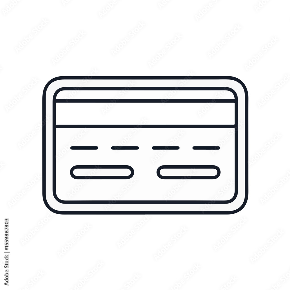Minimalist black and white credit card icon on plain background, simplicity Minimalist black and white credit card icon on plain background, simplicity