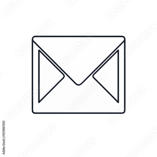 Minimalist black and white envelope icon on plain background, communication