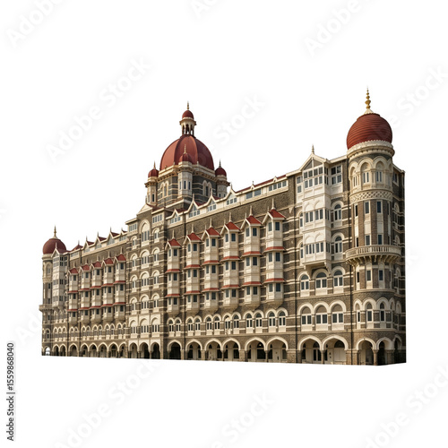 Elegant Taj Hotel isolated on white – perfect for travel websites, ads, and brochures. High-quality PNG with transparent background