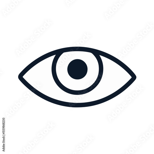 Minimalist black and white eye icon, perception concept