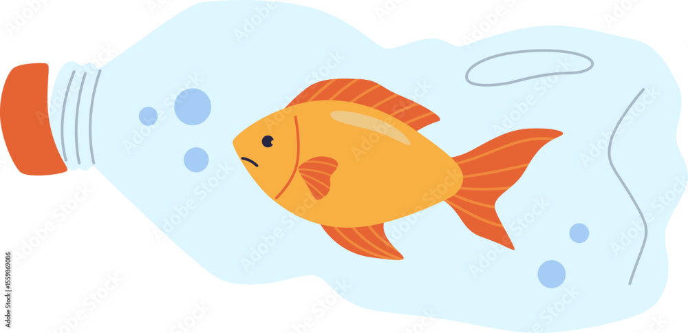 Naklejka premium Fish in a Plastic Bottle