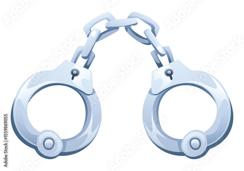 Handcuffs, commonly used by law enforcement to restrain suspects and maintain custody. Vector cartoon illustration