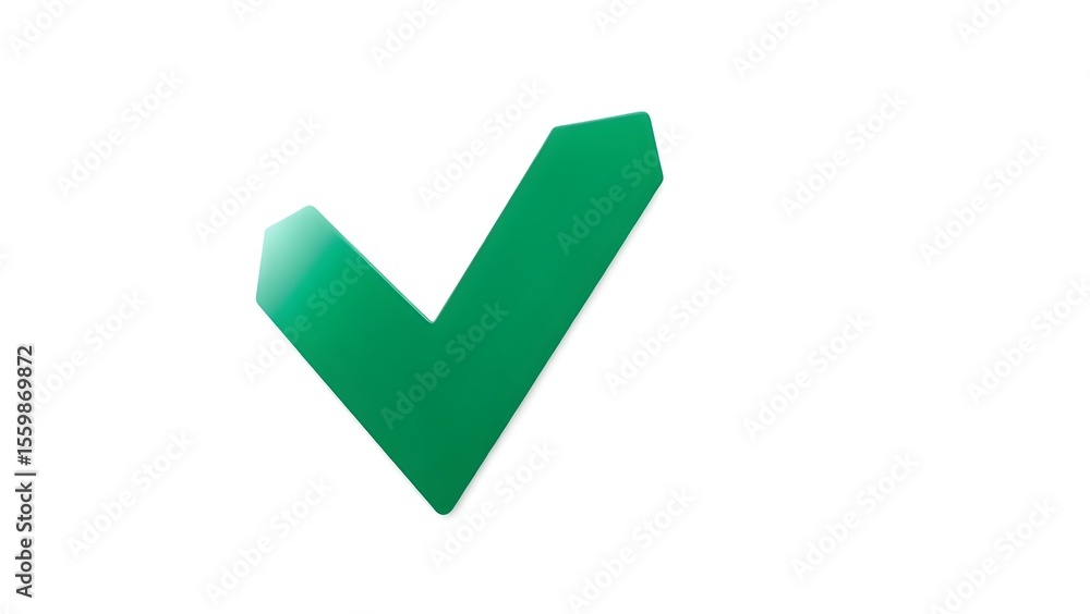 Vibrant Green 3D Check Mark Symbol on White Background, Representing Approval, Success, and Completion Vibrant Green 3D Check Mark Symbol on White Background, Representing Approval, Success, and Completion