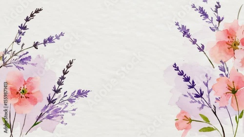 Lavender & Pink Floral Watercolor Frame Animation.