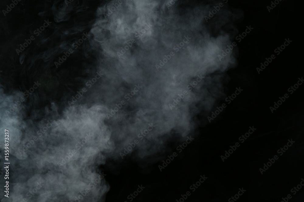 Fototapeta premium Beautiful hookah smoke on black background, closeup
