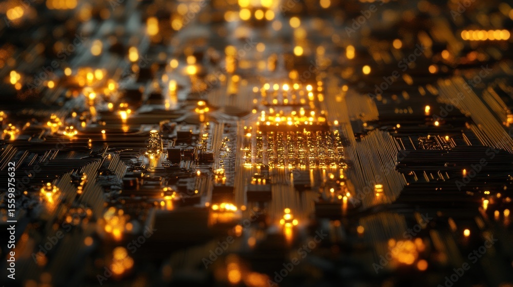 Obraz premium Abstract circuit board with glowing lights