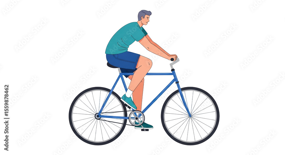 Obraz premium Isolated Man Riding Bicycle