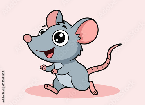cute little rat with big eyes running and smiling happy