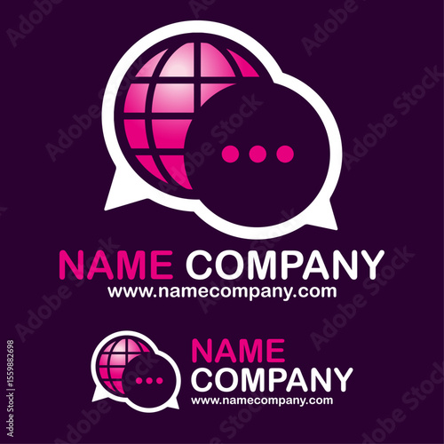 Logo communication globale numérique — chat, messagerie, international, traduction traducteur