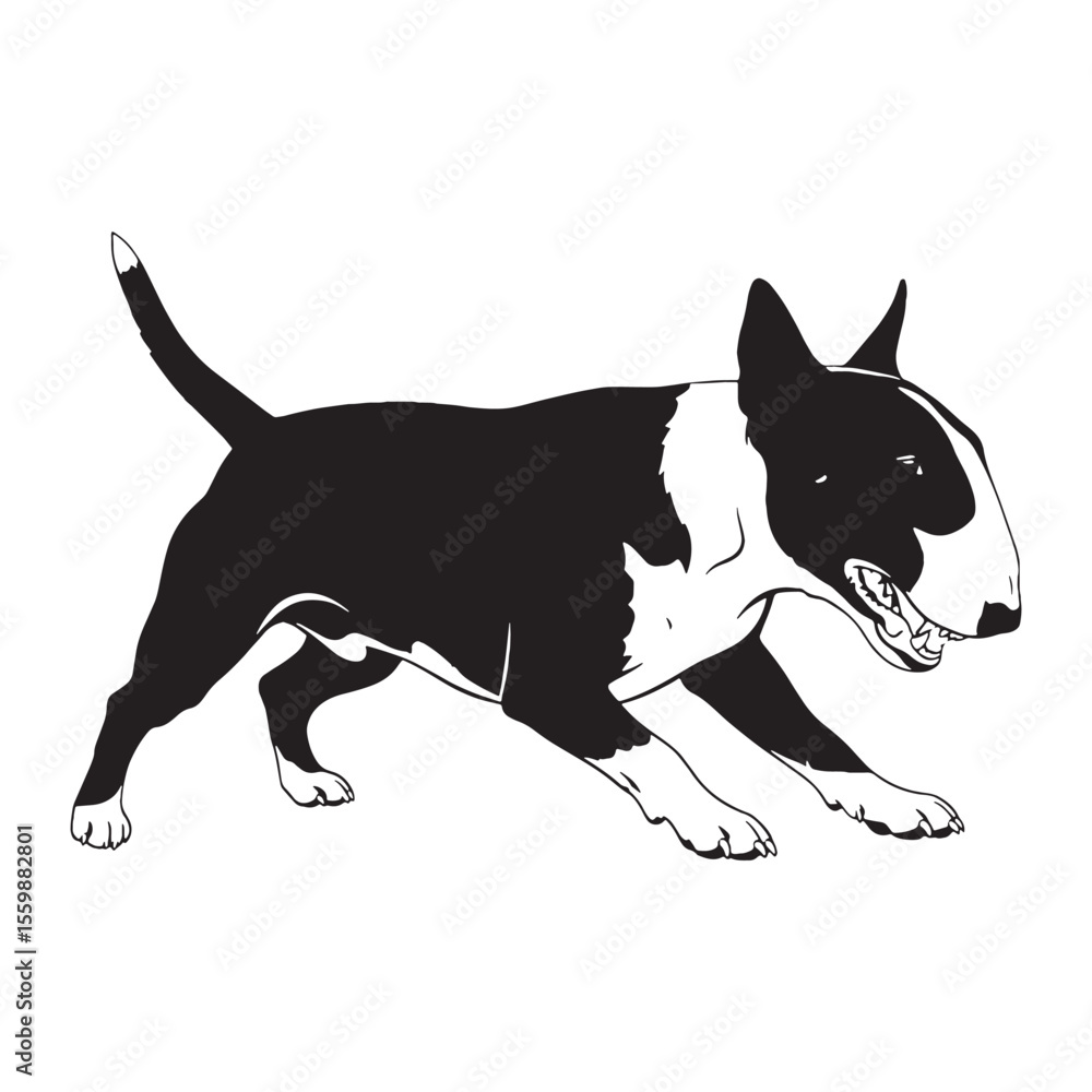 Obraz premium A simple Bull Terrier digital black silhouette, easy to integrate into layouts - Bull Terrier silhouette - Bull Terrier Vector - Silhouette of Bull Terrier - dog silhouette