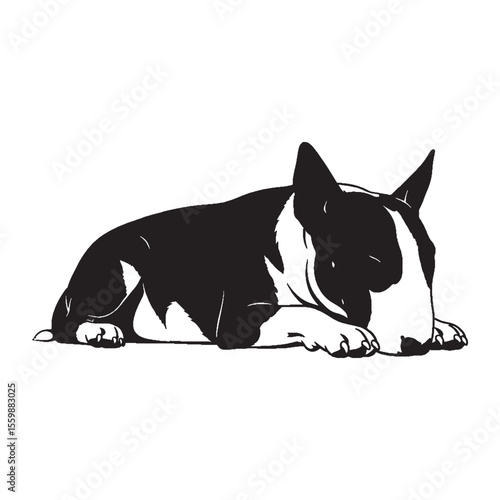 Fototapete A unique Bull Terrier digital black design, great for a distinctive canine silho