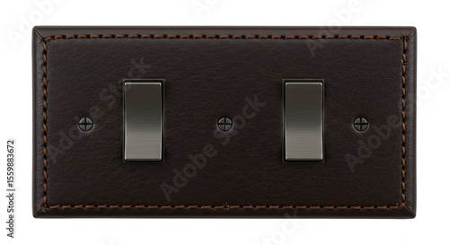 A close-up of a luxurious and highly detailed double light switch, isolated on a clean white background. 