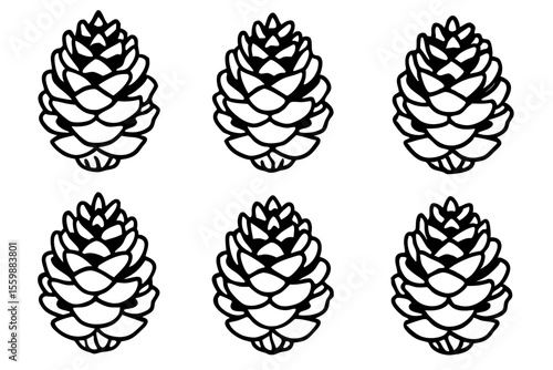 Rustic Pine Cone Outline Collection Nature Line Vector Pack