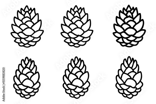 Rustic Pine Cone Outline Collection Nature Line Vector Pack