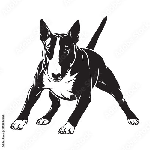 An exceptionally bold Bull Terrier digital black silhouette, perfect for rendering - Bull Terrier silhouette - Bull Terrier Vector - Silhouette of Bull Terrier - dog silhouette

