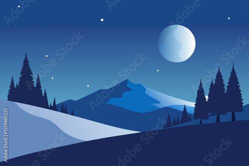 winter landscape with mountains