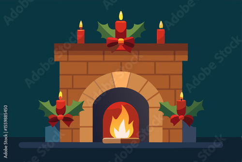 christmas candle and fireplace