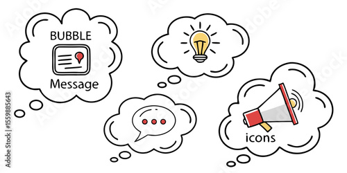 set different 5 pcs buble message icon isolated on white background