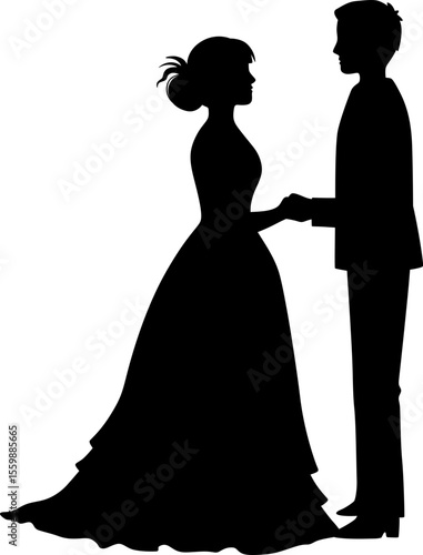 Romantic Wedding Couple Silhouette