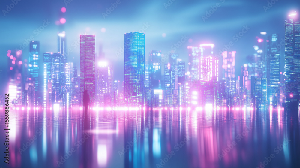 Futuristic cityscape with glowing neon lights and geometric architecture, embodying a vision of advanced urban harmony.
Futuristic cityscape with glowing neon lights and geometric architecture, embodying a vision of advanced urban harmony.
