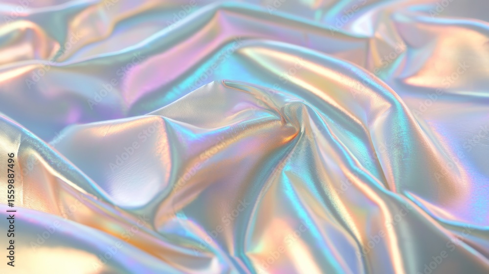 Fototapeta premium Abstract iridescent fabric folds