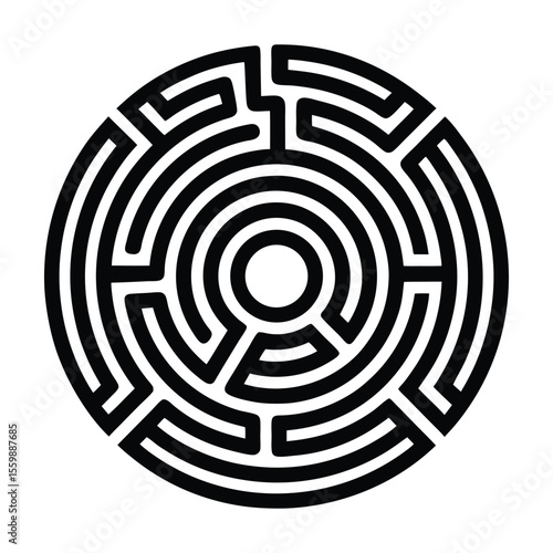 Circular Maze Puzzle Graphic Design Element