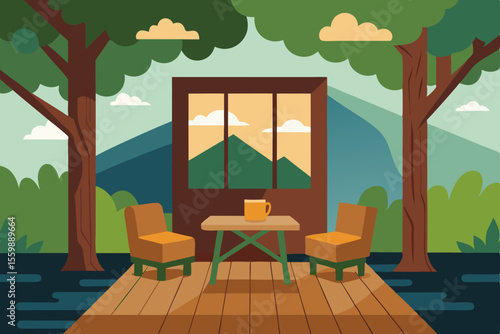 illustration of a window with a view