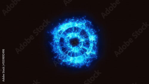 Blue Magic Shockwave – 3D Energy Ring on Black Background