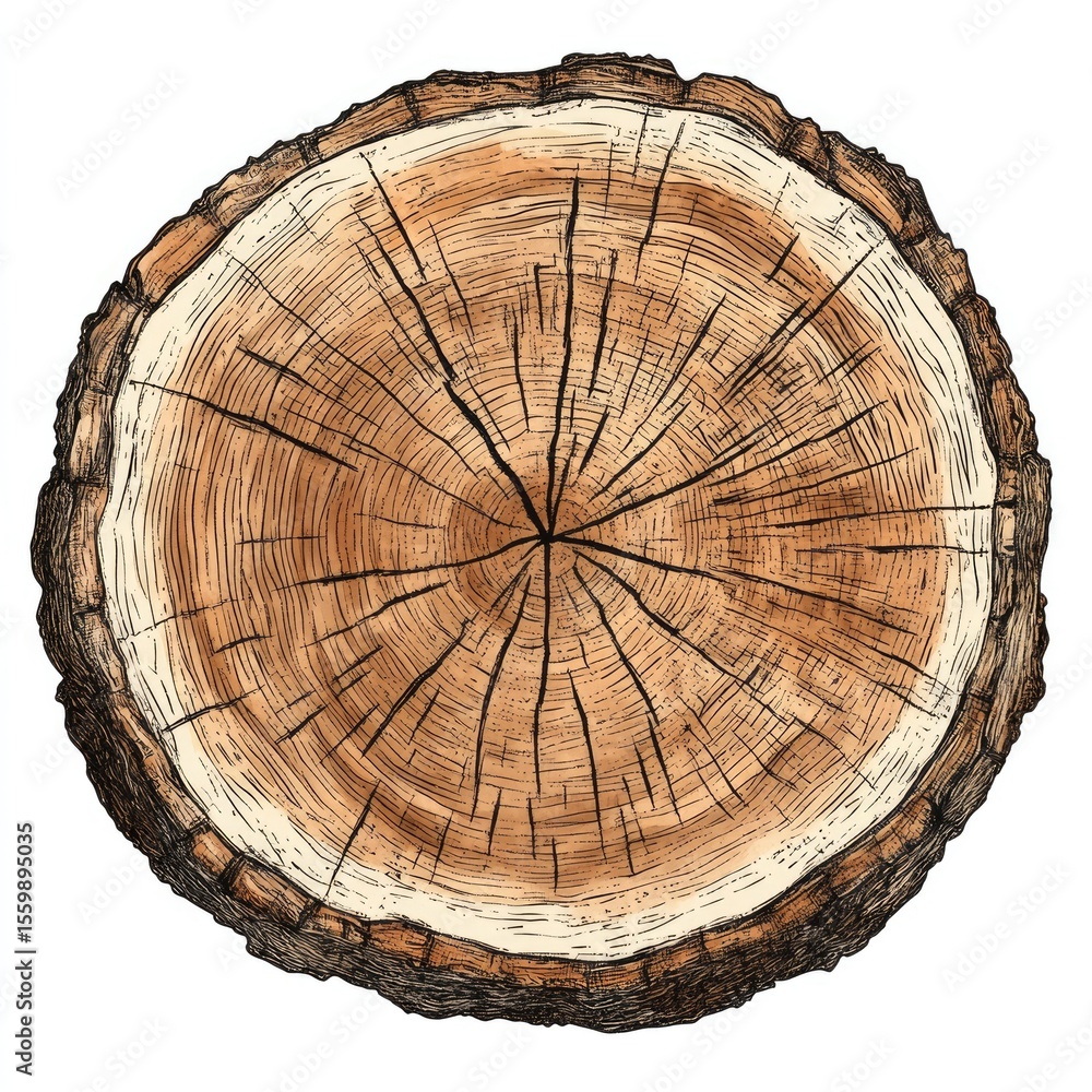 Fototapeta premium Detailed Cross Section of Tree Trunk with Texture