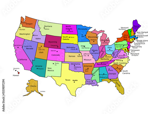 Vector map of the US American National Parks stock illustration 2025