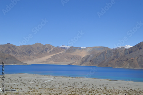 Canvas Print Pangong Tso in Leh, Ladakh is the highest brackish water lakes in the world