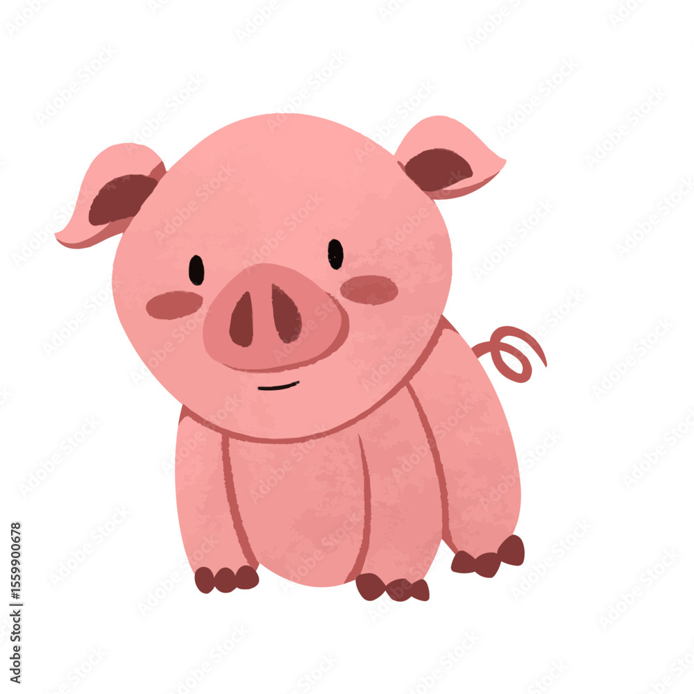 Fototapeta premium Chinese Zodiac Animal Illustration Pink Pig