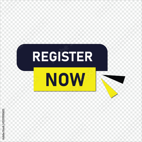 Register now Button web template Banner Label register now sign icon Vector illustration
