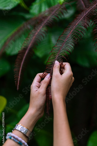 young woman in a tropical jungle