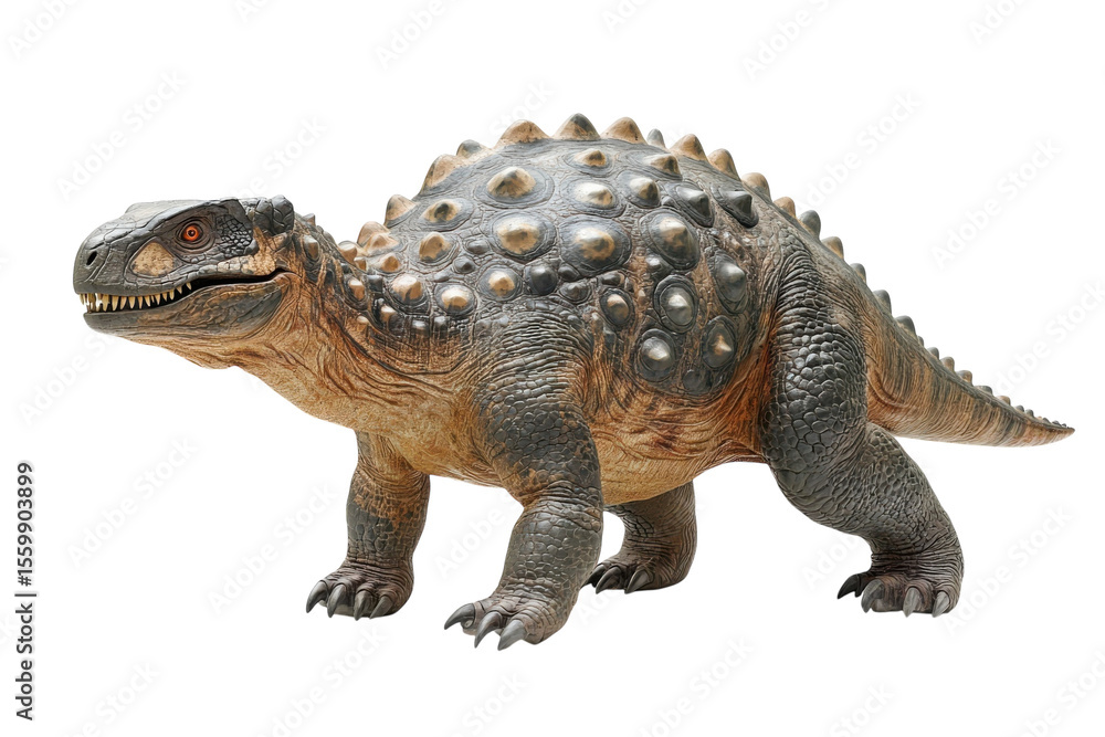 Obraz premium Ankylosaurus Dinosaur Replica Prehistoric Creature Exhibit Paleontology Museum Fossils Jurassic Era