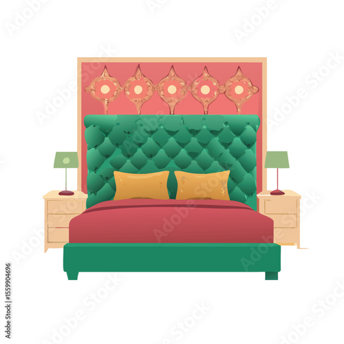 Bold and eye catching statement headboard designs of bed vector art design 