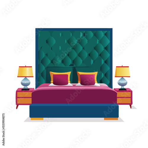 Bold and eye catching statement headboard designs of bed vector art design 