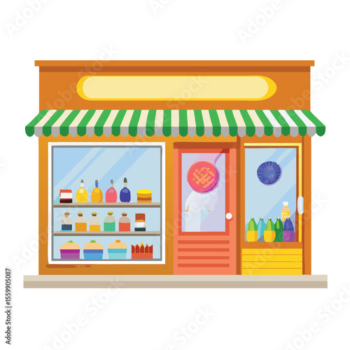 Bright and cheerful craft supply store storefront vector art design 