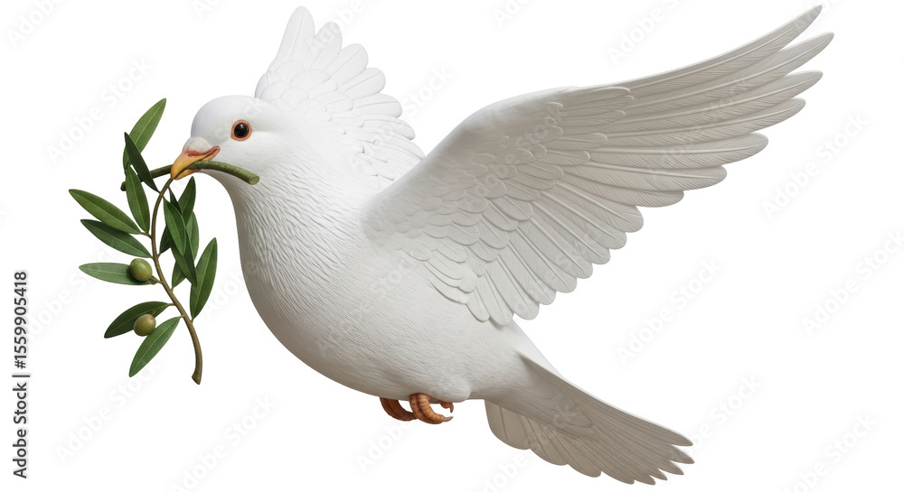 Fototapeta premium Isolated Dove with Olive Branch