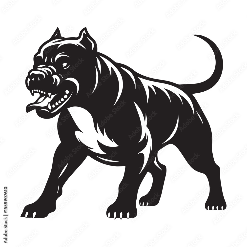 Obraz premium Offering a standard Pitbull digital black vector, easy to use and adapt - Pitbull silhouette - Pitbull Vector - Silhouette of Pitbull - dog vector