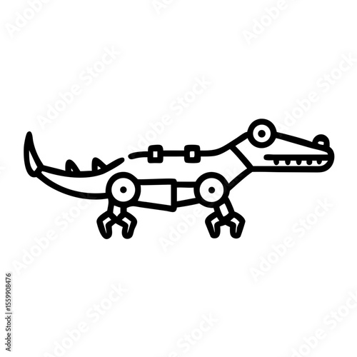 Crocodile Silhouette Vector – Isolated Black Reptile Shape
