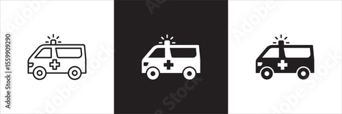Ambulance car icon. Emergency help ambulance car icon. First aid rescue vehicle symbol. Icon symbol compatible for ambulance, emergency help, rescue, hospital car. Vector illustration.