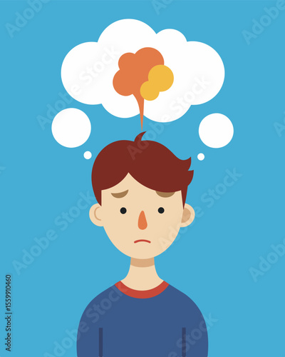 A person with a blank expression their thoughts and free will erased by the influence of another.. Vector illustration