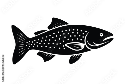 Brown trout jumping Logo Fishing