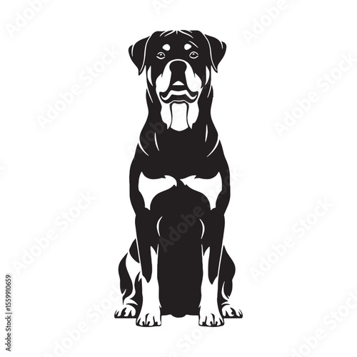 Featuring a distinct Rottweiler canine digital black silhouette, showcasing its unique form - Rottweiler silhouette - Rottweiler Vector - Silhouette of Rottweiler - dog vector

