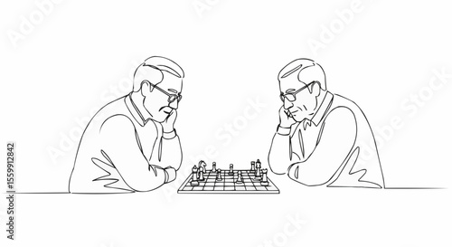 Two focused individuals engrossed in a strategic chess game.