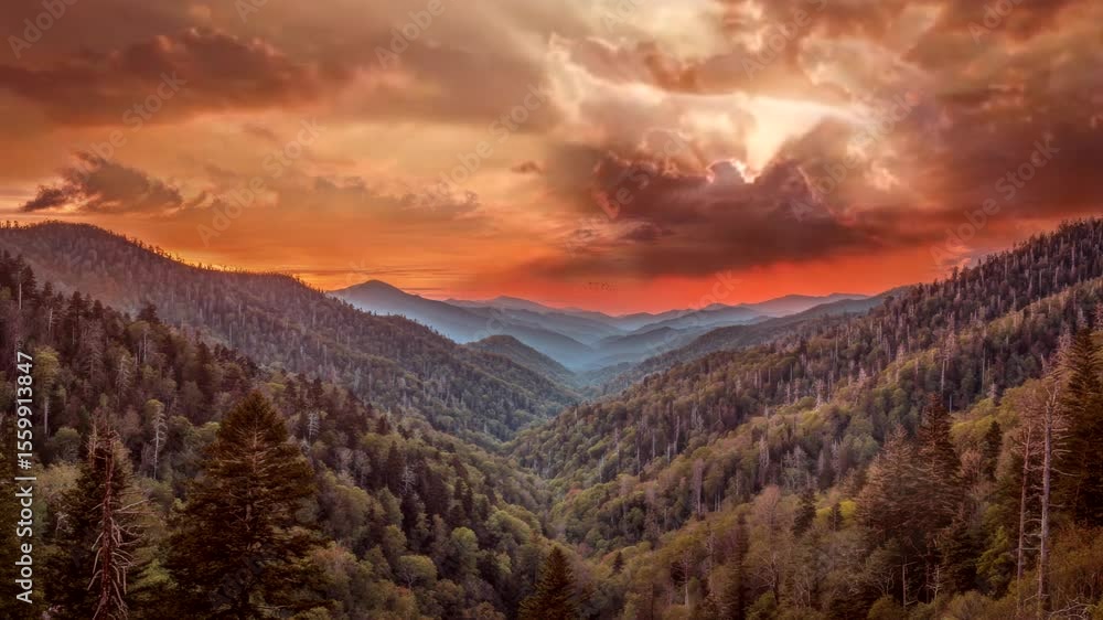 Beautiful sunset in the smoky mountains Beautiful sunset in the smoky mountains